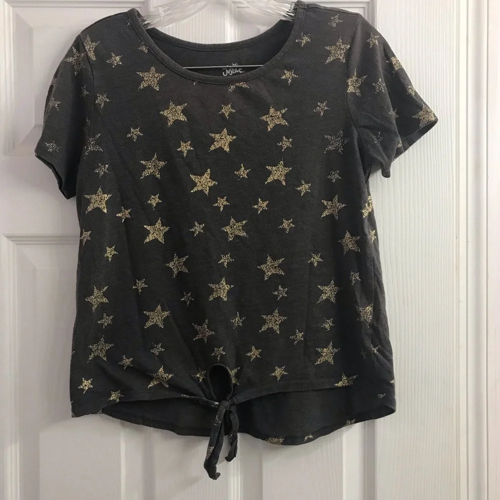 Justice Girl’s Dark Gray Gold Distressed Size L